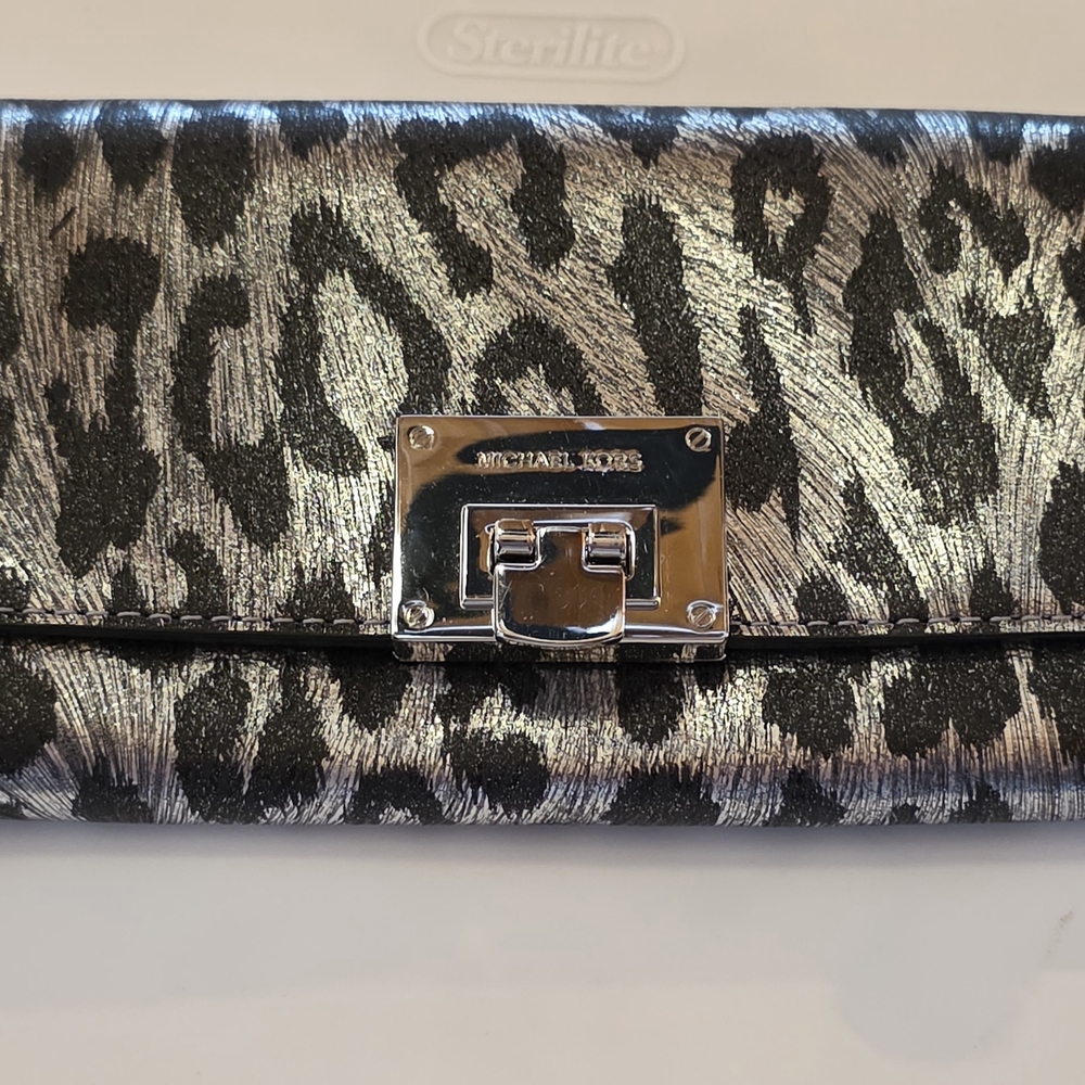 Michael Kors Metallic Leopard Clutch